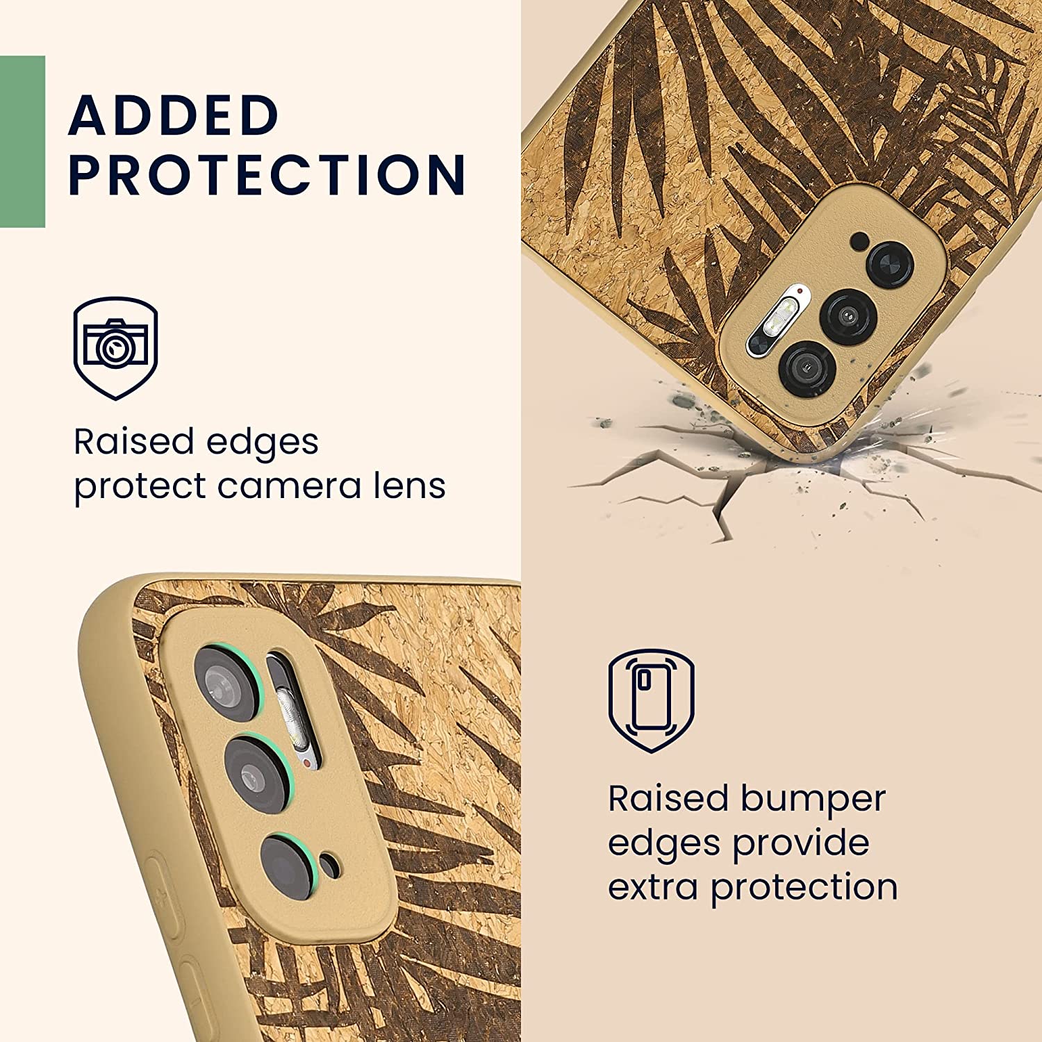 KW Xiaomi Redmi Note 10 5G / Poco M3 Pro 5G Σκληρή Θήκη από Φελλό με Πλαίσιο Σιλικόνης - Design Jungle - Dark Brown / Light Brown - 57928.01