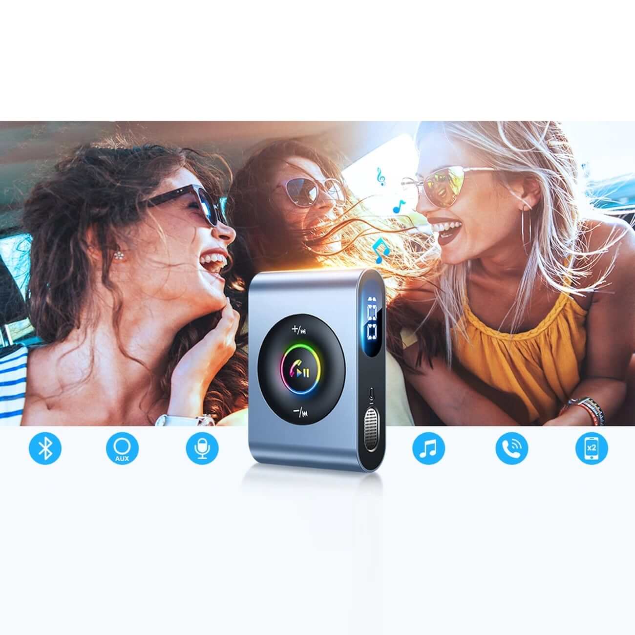 Joyroom JR - CB1 Bluetooth 5.3 AUX Transmitter για Αναπαραγωγή Μουσικής / Κλήσεις στο Αυτοκίνητο - Grey