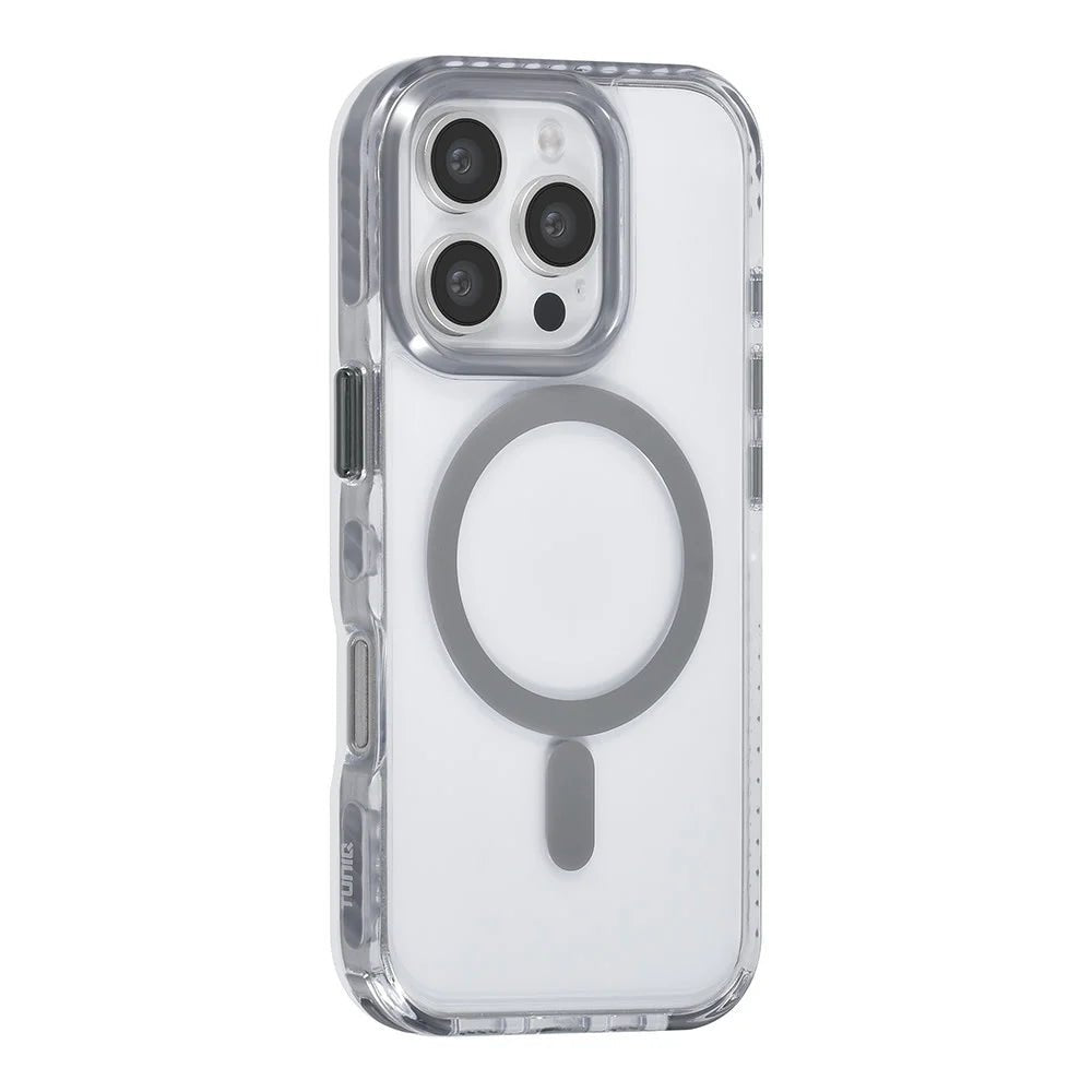 Tuniq iPhone 16 Pro - MagSafe Σκληρή Θήκη με Πλαίσιο Σιλικόνης και Λουράκι - Διάφανη / Grey