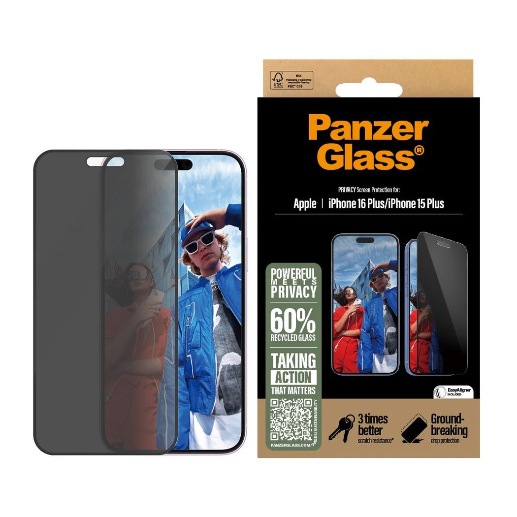 PanzerGlass iPhone 15 Plus / iPhone 16 Plus Privacy Ultra - Wide Fit Full Screen Αντιχαρακτικό Γυαλί Οθόνης - Black