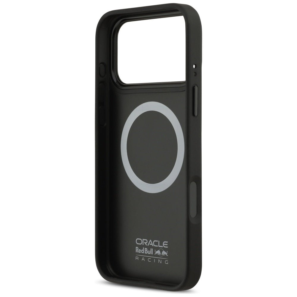 Red Bull iPhone 17 Pro Max - Meshed Red Ring and Metal Buttons MagSafe - Σκληρή Θήκη με Επένδυση Οικολογικού Δέρματος - Navy - RBHMP17X24PUILVR