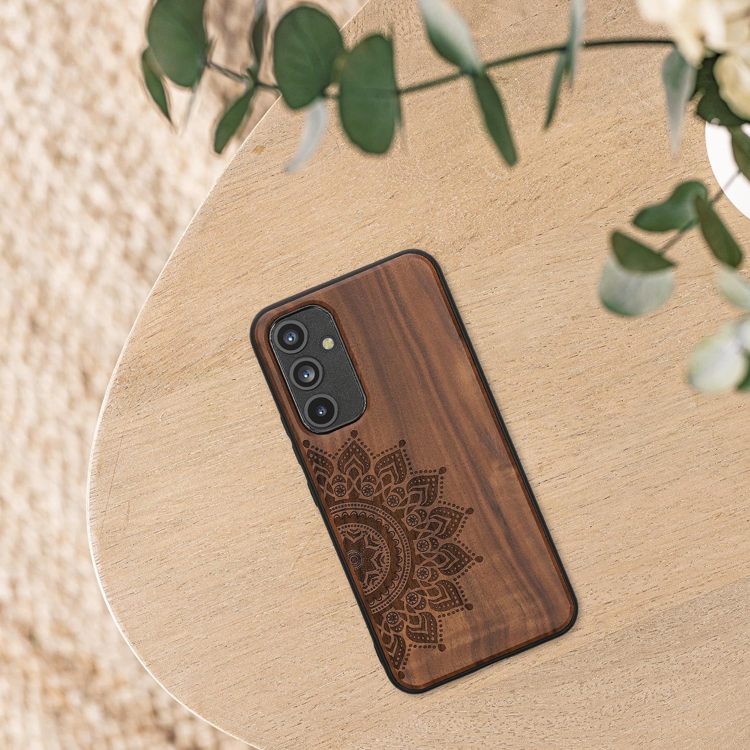 KW Samsung Galaxy A54 5G Θήκη από Φυσικό Ξύλο - Design Rising Sun - Dark Brown - 60799.03