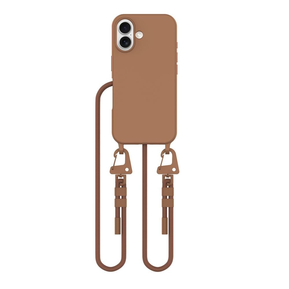 Tech - Protect iPhone 16 MagNecklace - MagSafe Θήκη Σιλικόνης TPU με Pυθμιζόμενο Αποσπώμενο Κορδόνι - Chocolate Brown