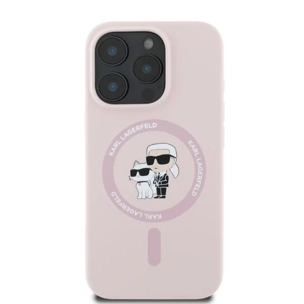 Karl Lagerfeld iPhone 16 Plus - Silicone KC Heads Ring MagSafe - Θήκη Σιλικόνης με MagSafe - Pink - KLHMP16MSCMKCRHP