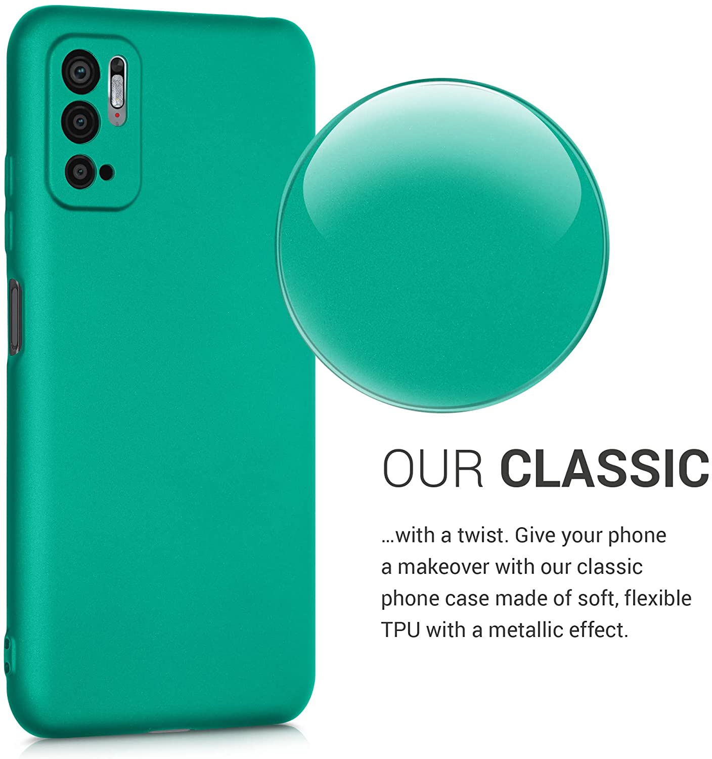 KW Xiaomi Redmi Note 10 5G / Poco M3 Pro 5G Θήκη Σιλικόνης TPU - Metallic Turquoise - 54949.128