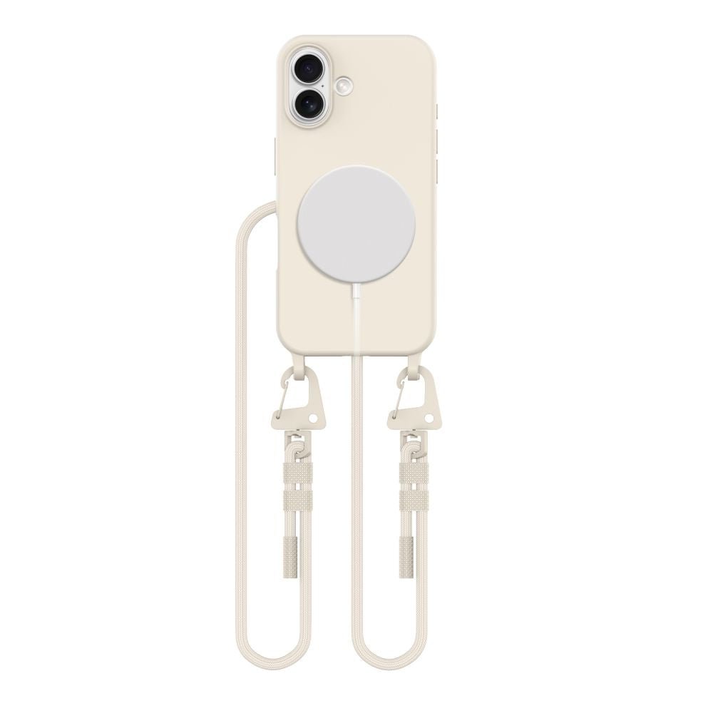 Tech - Protect iPhone 16 MagNecklace - MagSafe Θήκη Σιλικόνης TPU με Pυθμιζόμενο Αποσπώμενο Κορδόνι - Latte