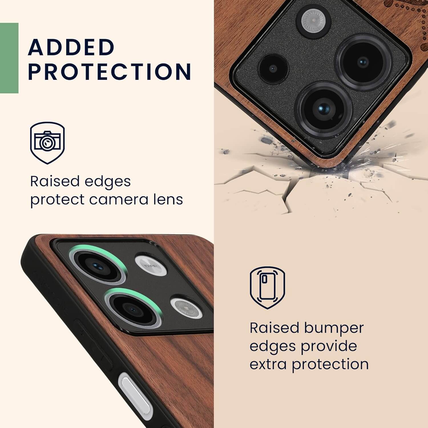 KW Xiaomi Redmi Note 13 5G Θήκη από Φυσικό Ξύλο - Design Compass Vintage - Dark Brown