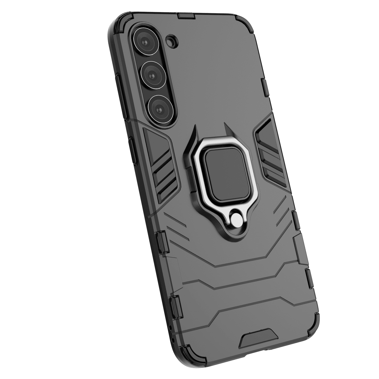 OEM Samsung Galaxy S23 Plus Rugged Armor Σκληρή Θήκη Υψηλής Προστασίας με Πλαίσιο Σιλικόνης και Δαχτυλίδι Συγκράτησης - Black