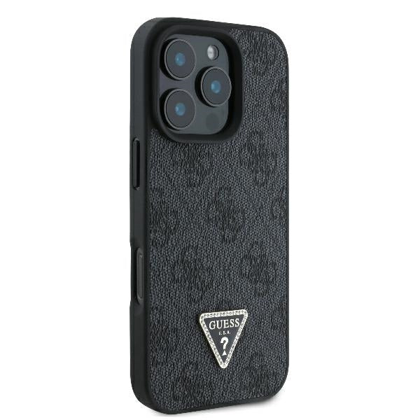 Guess iPhone 16 Pro Max - Leather Metal Logo Strass Crossbody - Θήκη με Επένδυση Συνθετικού Δέρματος και Λουράκι - Black - GUHCP16XP4TDSCPK