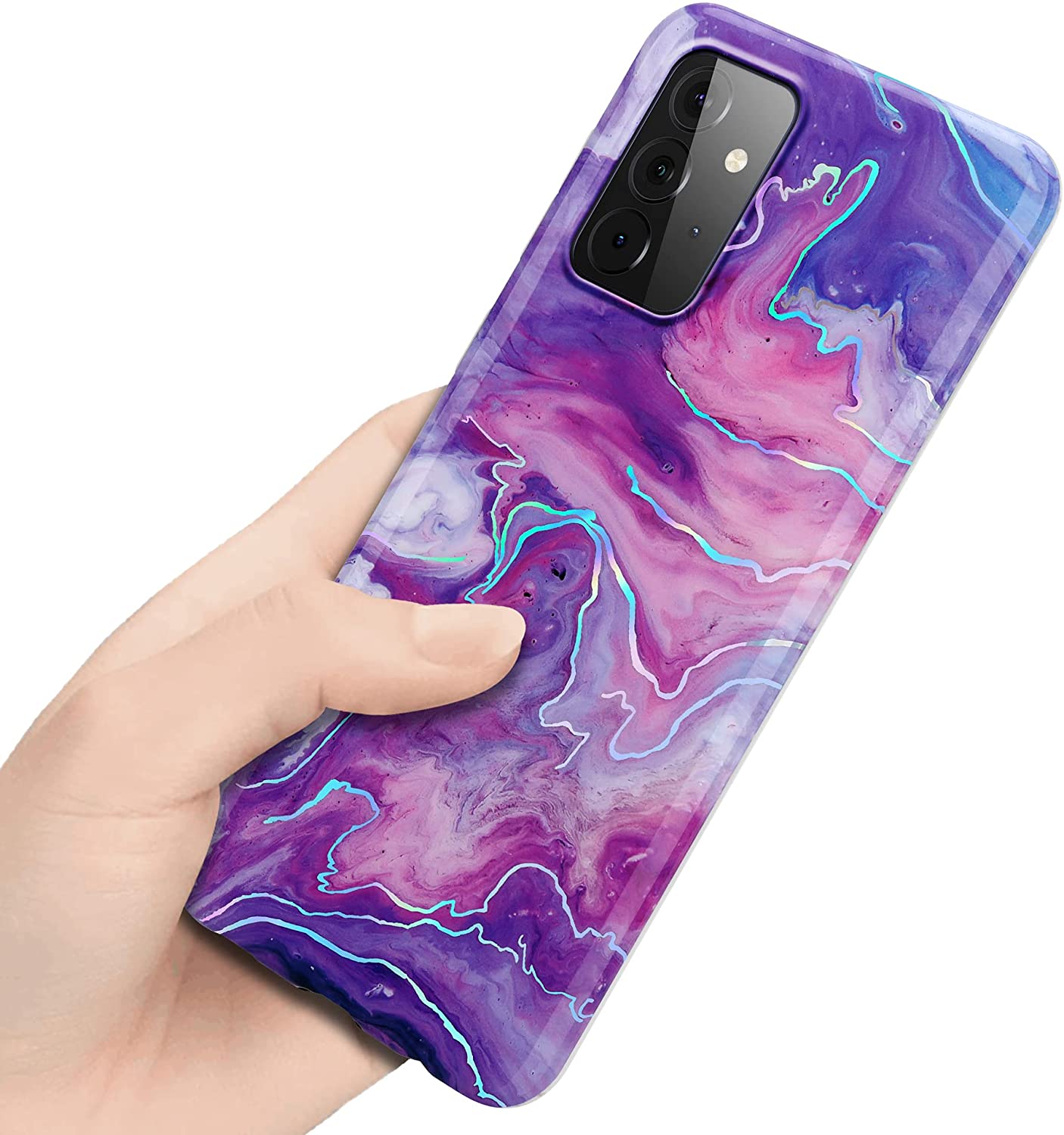 Cadorabo Samsung Galaxy A72 / A72 5G Θήκη Σιλικόνης TPU - Design Marble No.19 Mosaic Pattern - Pink / Purple / Marble