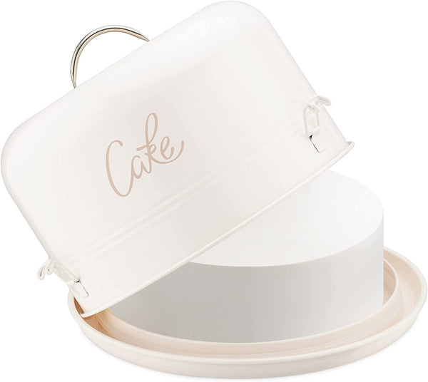 Navaris Μεταλλικό Κουτί Μεταφοράς Κέικ - 25cm - Cream - 58088.01.16