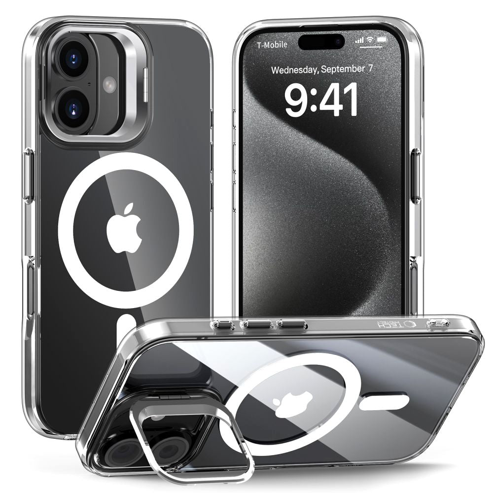 Tech - Protect iPhone 16 Magstand MagSafe Σκληρή Θήκη με Πλαίσιο Σιλικόνης και Stand - Clear
