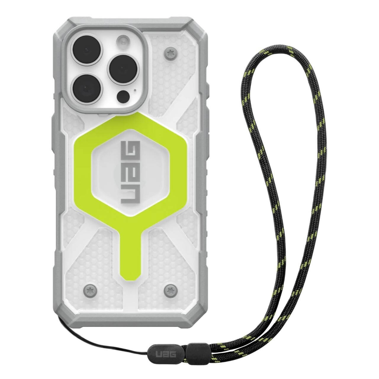 UAG iPhone 16 Pro Max Pathfinder Clear MagSafe Σκληρή Θήκη με Λουράκι και MagSafe - Active Neon Lanyard