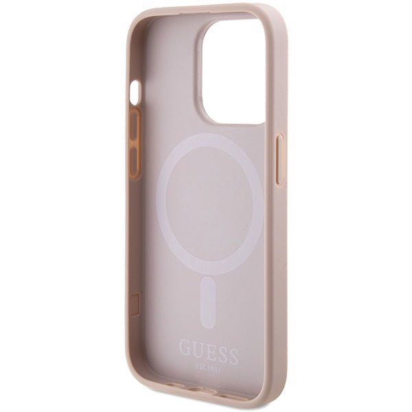 Guess iPhone 15 Pro Max Saffiano MagSafe Σκληρή Θήκη με Πλαίσιο Σιλικόνης και MagSafe - Pink - GUHMP15XPSAHMCP