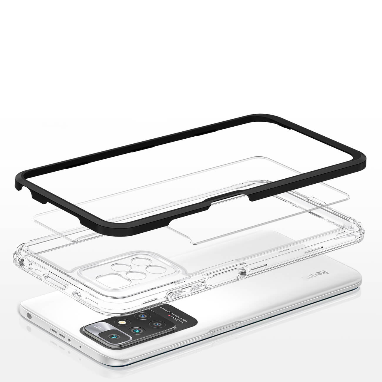 OEM Xiaomi Redmi 10 Clear Hybrid Armor Σκληρή Θήκη με Πλαίσιο Σιλικόνης - Διάφανη / Black