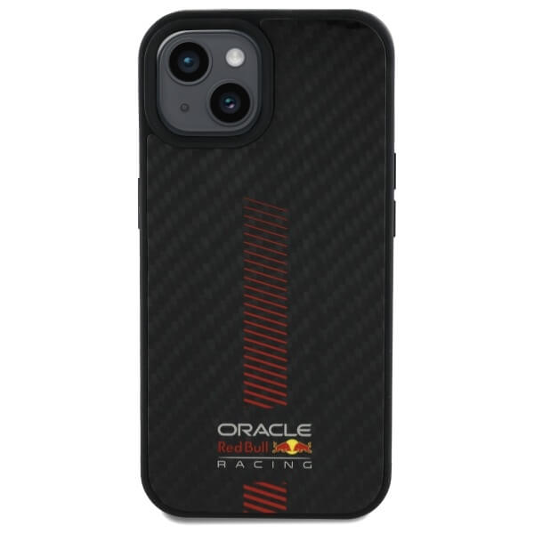 Red Bull iPhone 15 - Carbon Fiber Power Bar - MagSafe Σκληρή Θήκη με Πλαίσιο Σιλικόνης - Black - RBHMP15S24CFGSMK