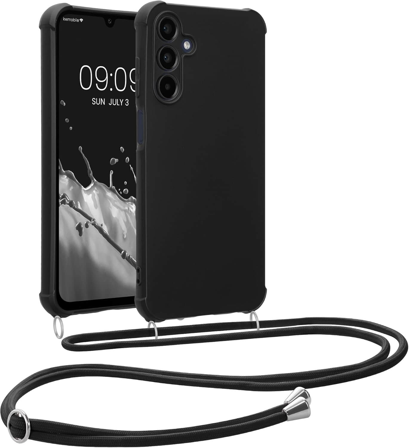 KW Samsung Galaxy A15 4G / A15 5G Θήκη Σιλικόνης TPU με Λουράκι - Black
