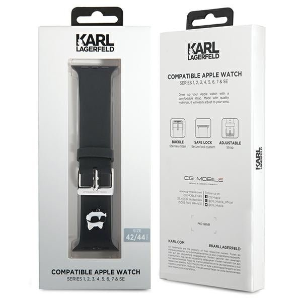 Karl Lagerfeld Λουράκι Apple Watch 2 / 3 / 4 / 5 / 6 / 7 / 8 / 9 / SE / ULTRA 1 / ULTRA 2 - 42 / 44 / 45 / 49 mm 3D Rubber Choupette Head Λουράκι Σιλικόνης - Black - KLAWLSLCNK
