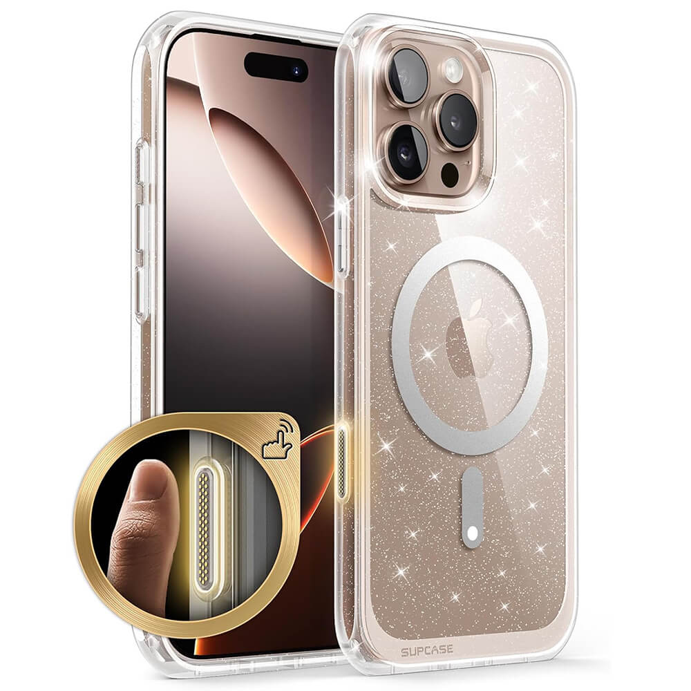Supcase iPhone 16 Pro Max - Unicorn Beetle Slim Clear MagSafe Σκληρή Θήκη - Glitter Pink