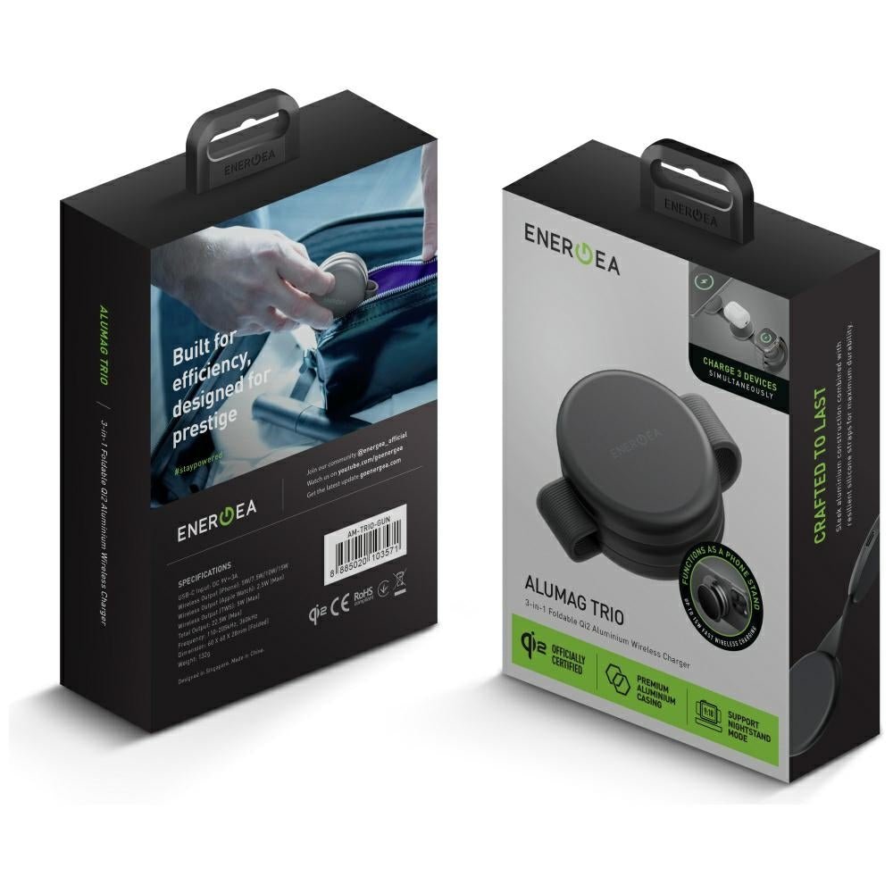 Energea Alumag Trio - 3in1 Ασύρματος Μαγνητικός Φορτιστής MagSafe 15W - Graphite