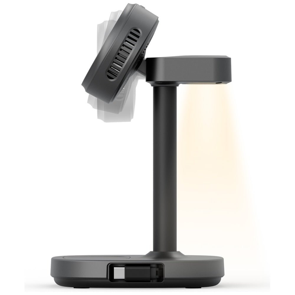 Energea MagArctic Stand - 4in1 Ασύρματος Φορτιστής MagSafe / Σταθμός Φόρτισης με Ενσωματωμένο Καλώδιο Type - C και Φορτιστή Τοίχου με Εναλλάξιμα Βύσματα - Gunmetal