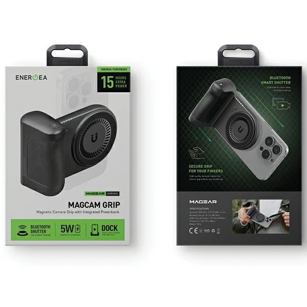 Energea MagCam Grip - Photo Grip με Ενσωματωμένο Ασύρματο MagSafe PowerBank Κινητού 5000 mAh και Θύρα Type - C - Black