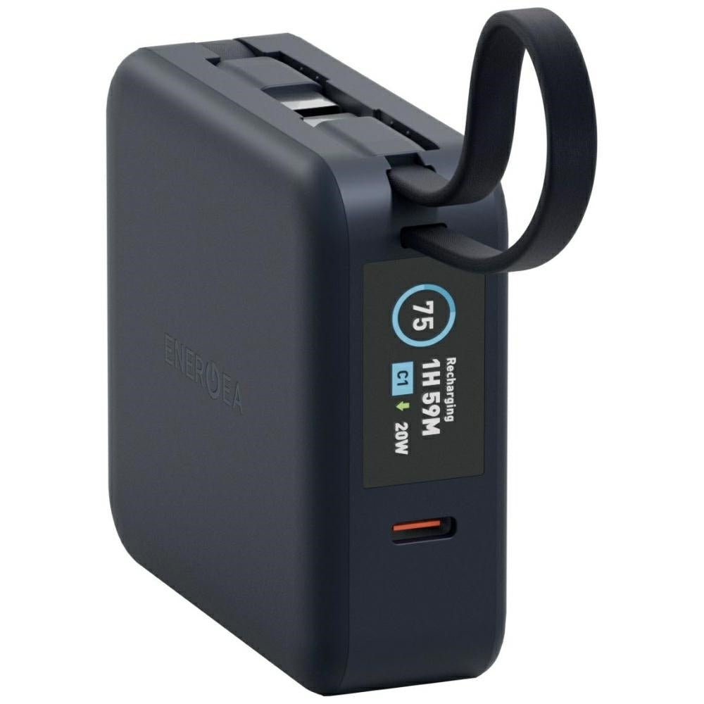 Energea MagPac Mini Plus - Ασύρματο MagSafe PowerBank Κινητού 10000 mAh με 2 Ενσωματωμένα Καλώδια Type - C - Blue