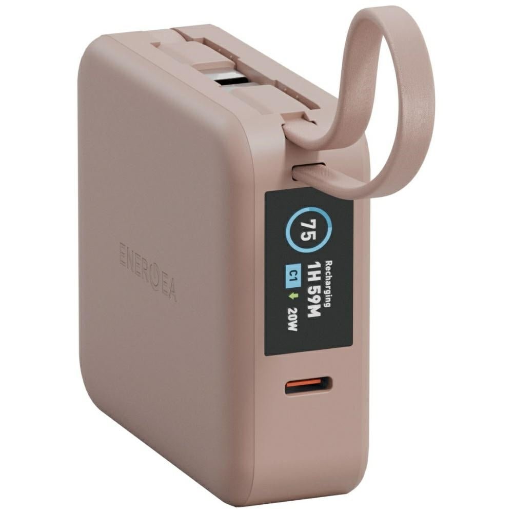 Energea MagPac Mini Plus - Ασύρματο MagSafe PowerBank Κινητού 10000 mAh με 2 Ενσωματωμένα Καλώδια Type - C - Pink