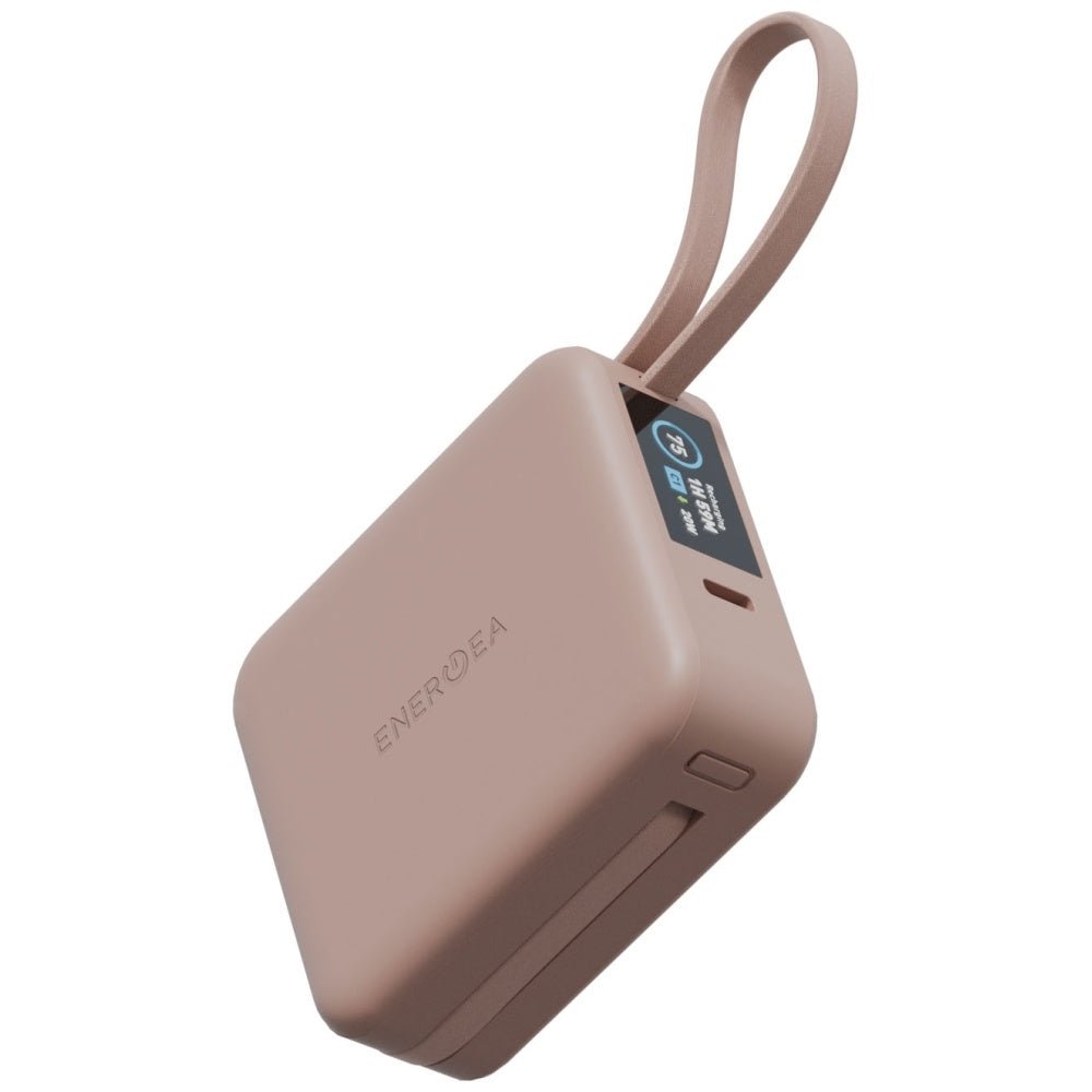 Energea MagPac Mini Plus - Ασύρματο MagSafe PowerBank Κινητού 10000 mAh με 2 Ενσωματωμένα Καλώδια Type - C - Pink
