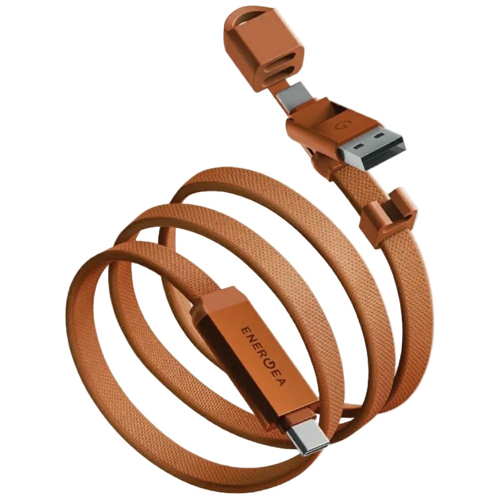 Energea Sheath Travel - 2in1 Καλώδιο Γρήγορης Φόρτισης 60W Type - C to Type - C / Type - C to USB - A 1.2m - Orange