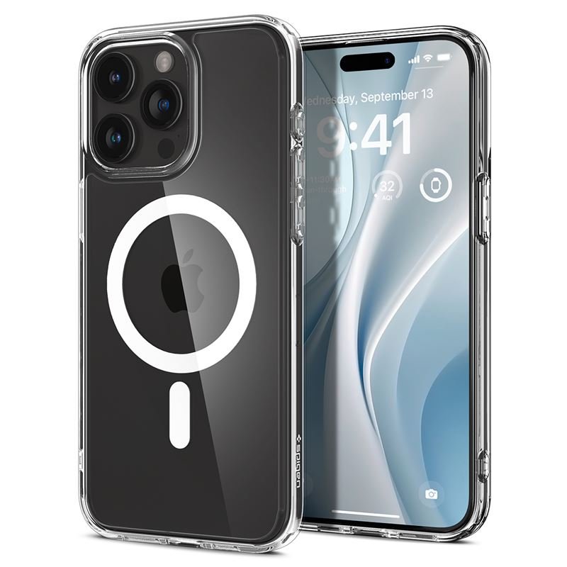 Spigen iPhone 15 Pro Crystal Hybrid Mag Σκληρή Θήκη με Πλαίσιο Σιλικόνης Και MagSafe - White