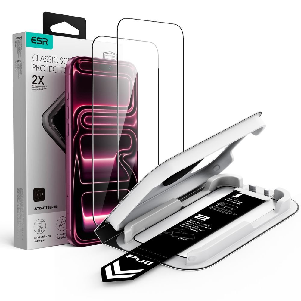 ESR iPhone 17 Pro / iPhone 18 Pro - Full Screen Αντιχαρακτικό Γυαλί Οθόνης - UltraFit Classic - 2 Τεμάχια - Black
