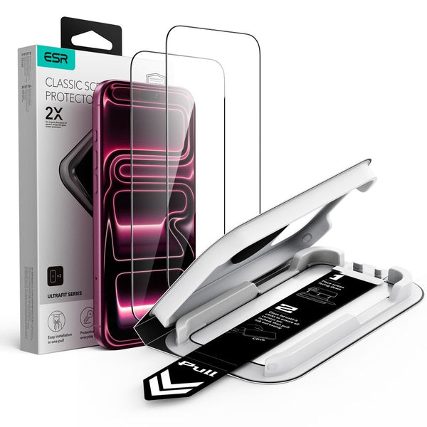 ESR iPhone 17 Pro / iPhone 18 Pro - Full Screen Αντιχαρακτικό Γυαλί Οθόνης - UltraFit Classic - 2 Τεμάχια - Black