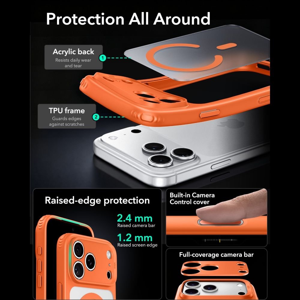 ESR iPhone 17 Pro / iPhone 18 Pro - Σκληρή Θήκη με Πλαίσιο Σιλικόνης - Classic Hybrid MagSafe - Frosted Orange