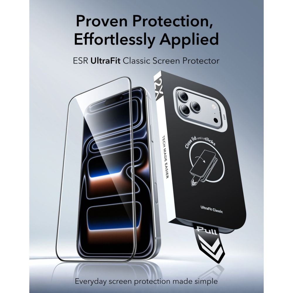ESR iPhone 17 Pro Max / iPhone 18 Pro Max - Full Screen Αντιχαρακτικό Γυαλί Οθόνης - UltraFit Classic - 2 Τεμάχια - Black