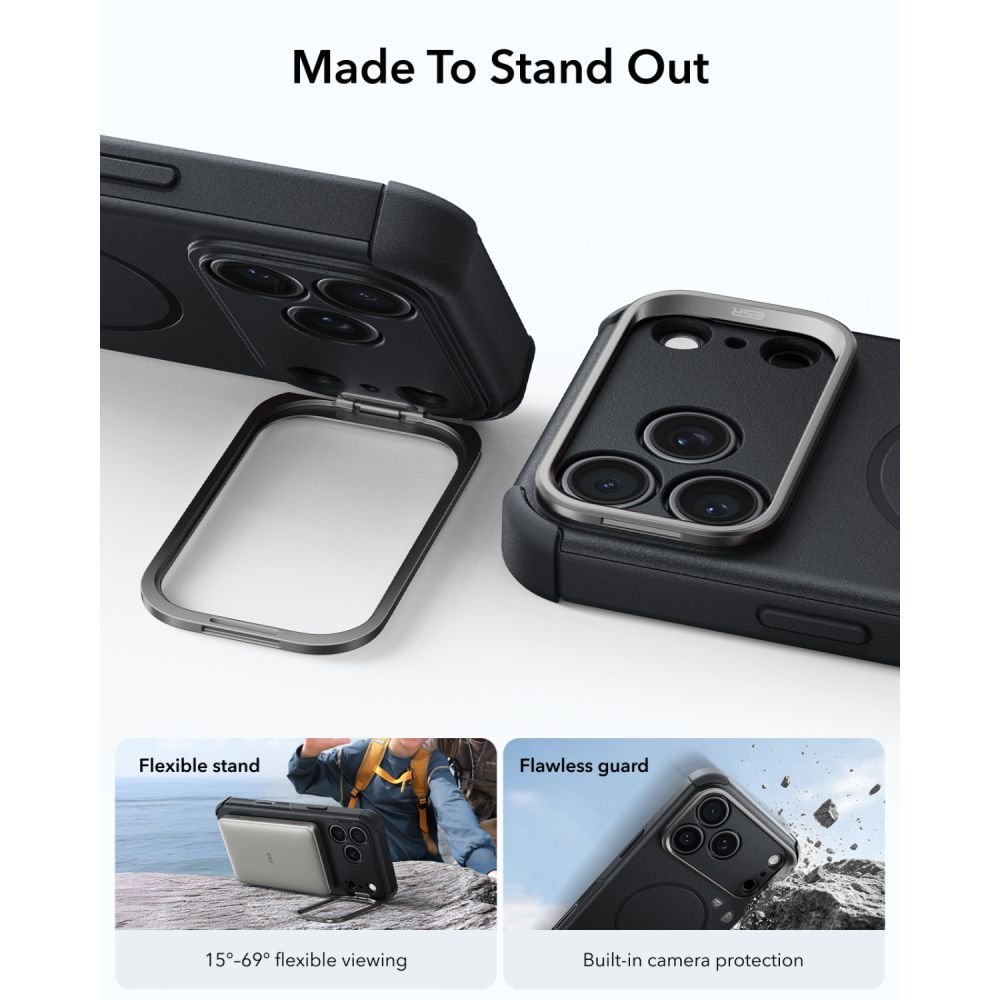ESR iPhone 17 Pro Max / iPhone 18 Pro Max - Σκληρή Θήκη MagSafe με Πλαίσιο Σιλικόνης και Σταντ - Cyber Tough Kickstand - Black