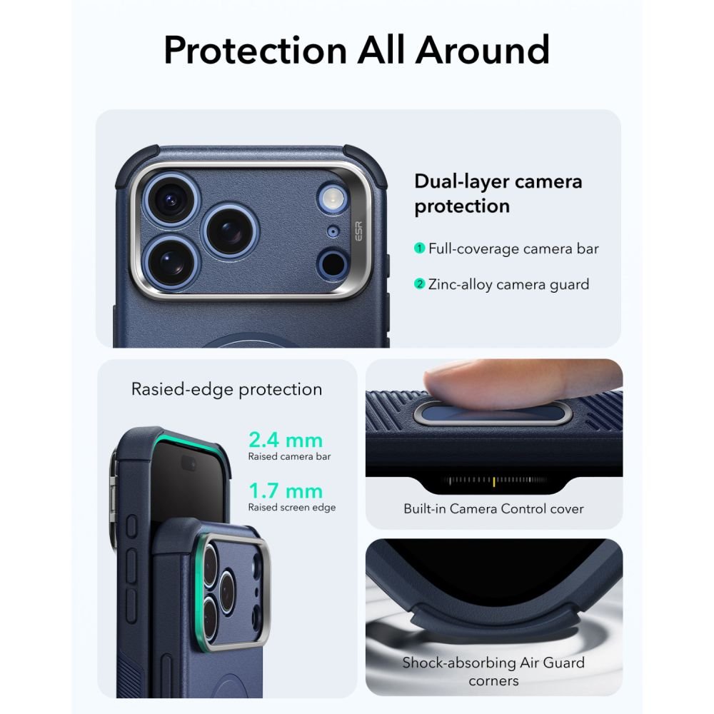ESR iPhone 17 Pro Max / iPhone 18 Pro Max - Σκληρή Θήκη MagSafe με Πλαίσιο Σιλικόνης και Σταντ - Cyber Tough Kickstand - Blue