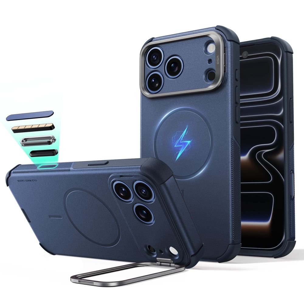 ESR iPhone 17 Pro Max / iPhone 18 Pro Max - Σκληρή Θήκη MagSafe με Πλαίσιο Σιλικόνης και Σταντ - Cyber Tough Kickstand - Blue