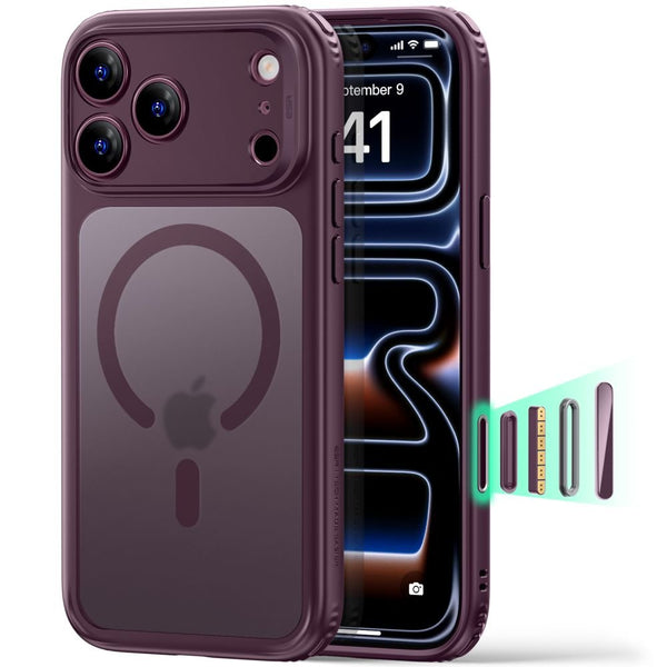 ESR iPhone 17 Pro Max / iPhone 18 Pro Max - Σκληρή Θήκη με Πλαίσιο Σιλικόνης - Classic Hybrid MagSafe - Frosted Deep Burgundy