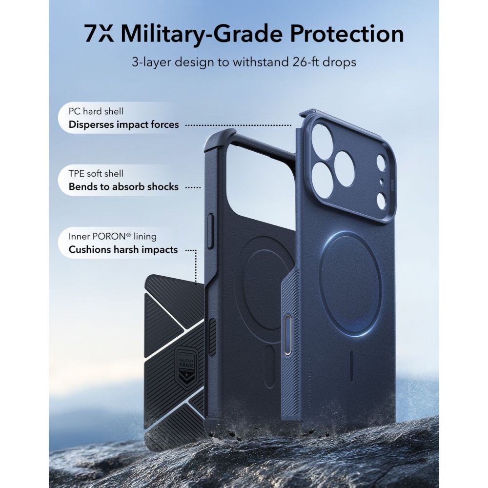 ESR iPhone 17 Pro Max / iPhone 18 Pro Max - Σκληρή Θήκη με Πλαίσιο Σιλικόνης και MagSafe - Cyber Tough MagSafe - Blue