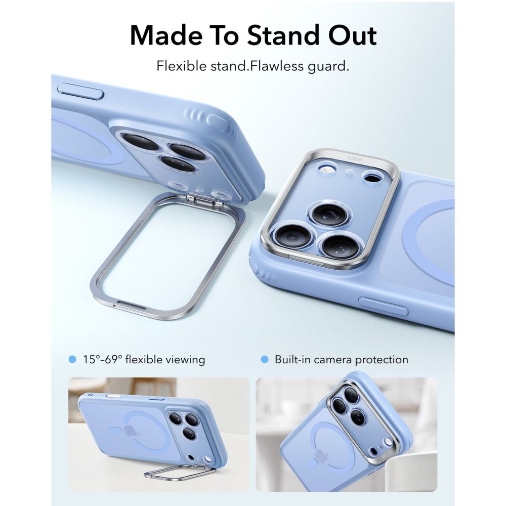 ESR iPhone 17 Pro Max / iPhone 18 Pro Max - Σκληρή Θήκη με Πλαίσιο Σιλικόνης και Σταντ - Classic Hybrid Kickstand MagSafe - Frosted Light Blue