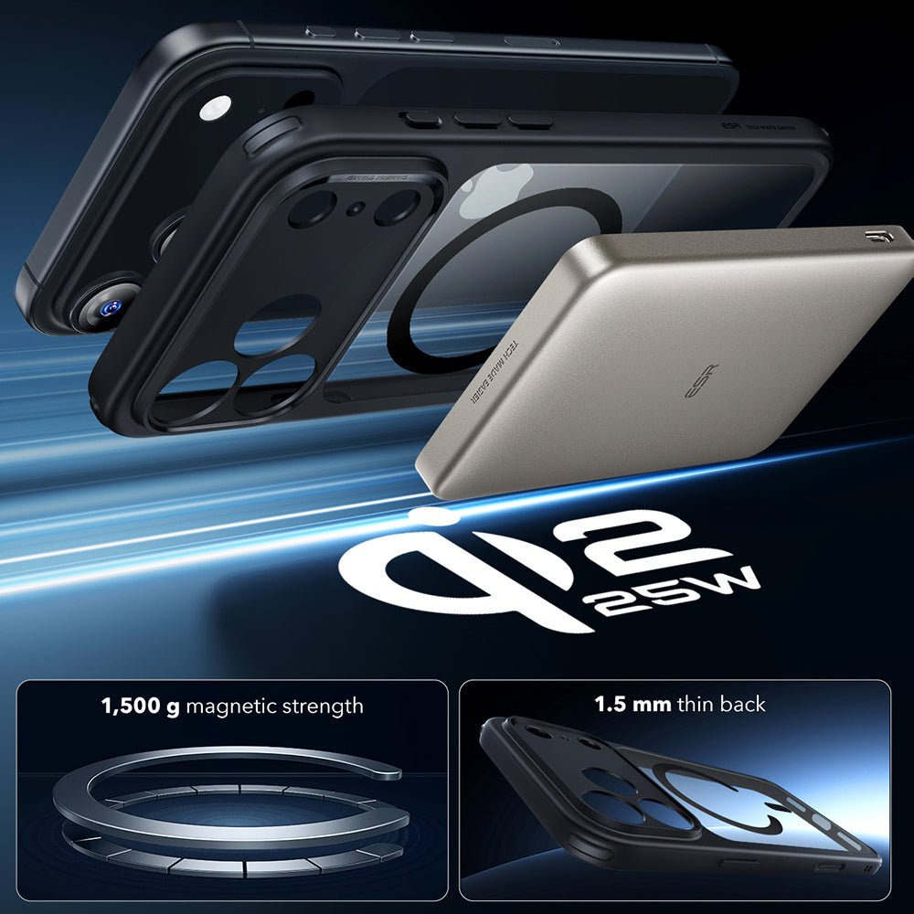 ESR iPhone 17 Pro Max - Σκληρή Θήκη με Πλαίσιο Σιλικόνης και MagSafe - Classic Hybrid Halolock - Clear Black