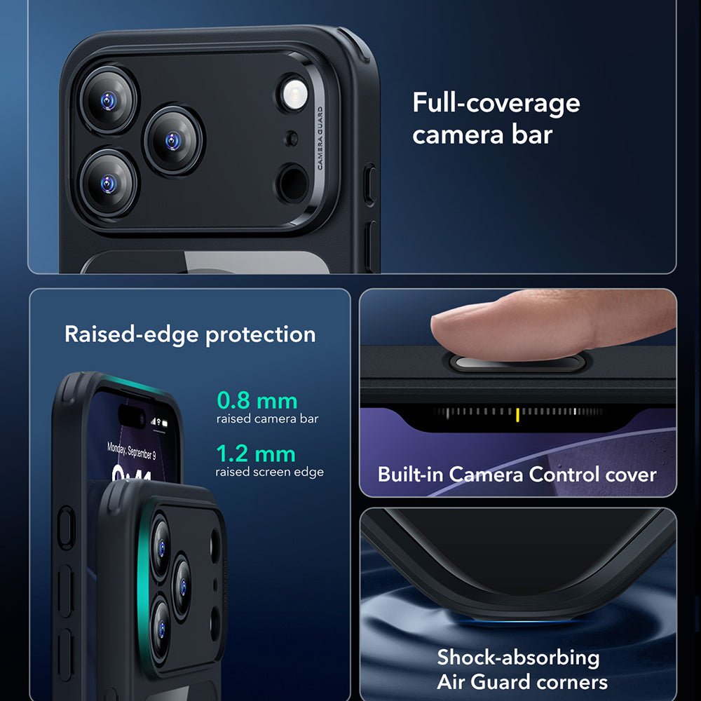 ESR iPhone 17 Pro Max - Σκληρή Θήκη με Πλαίσιο Σιλικόνης και MagSafe - Classic Hybrid Halolock - Clear Black