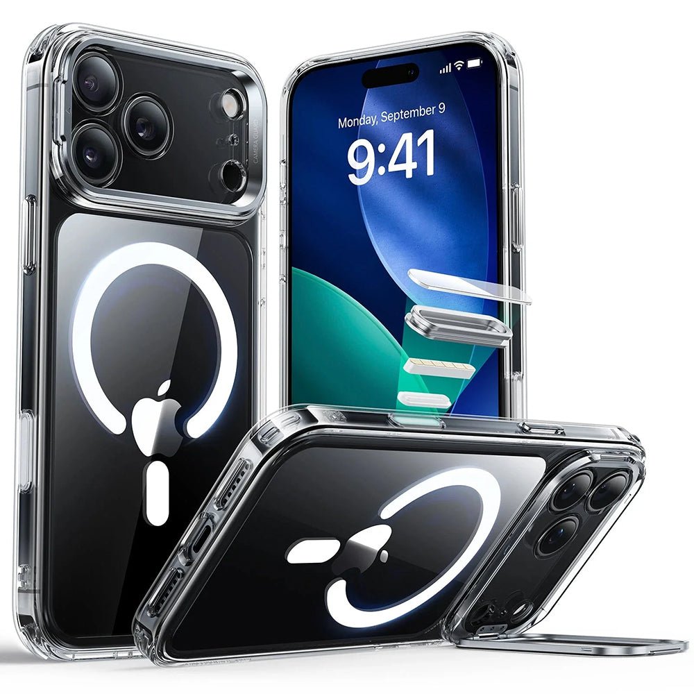 ESR iPhone 17 Pro Max - Σκληρή Θήκη με Πλαίσιο Σιλικόνης και Stand - Classic Hybrid HaloLock Kickstand - Clear