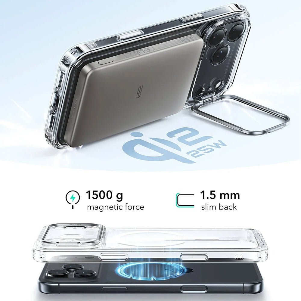 ESR iPhone 17 Pro - Σκληρή Θήκη με Πλαίσιο Σιλικόνης και Stand - Classic Hybrid HaloLock Kickstand - Clear