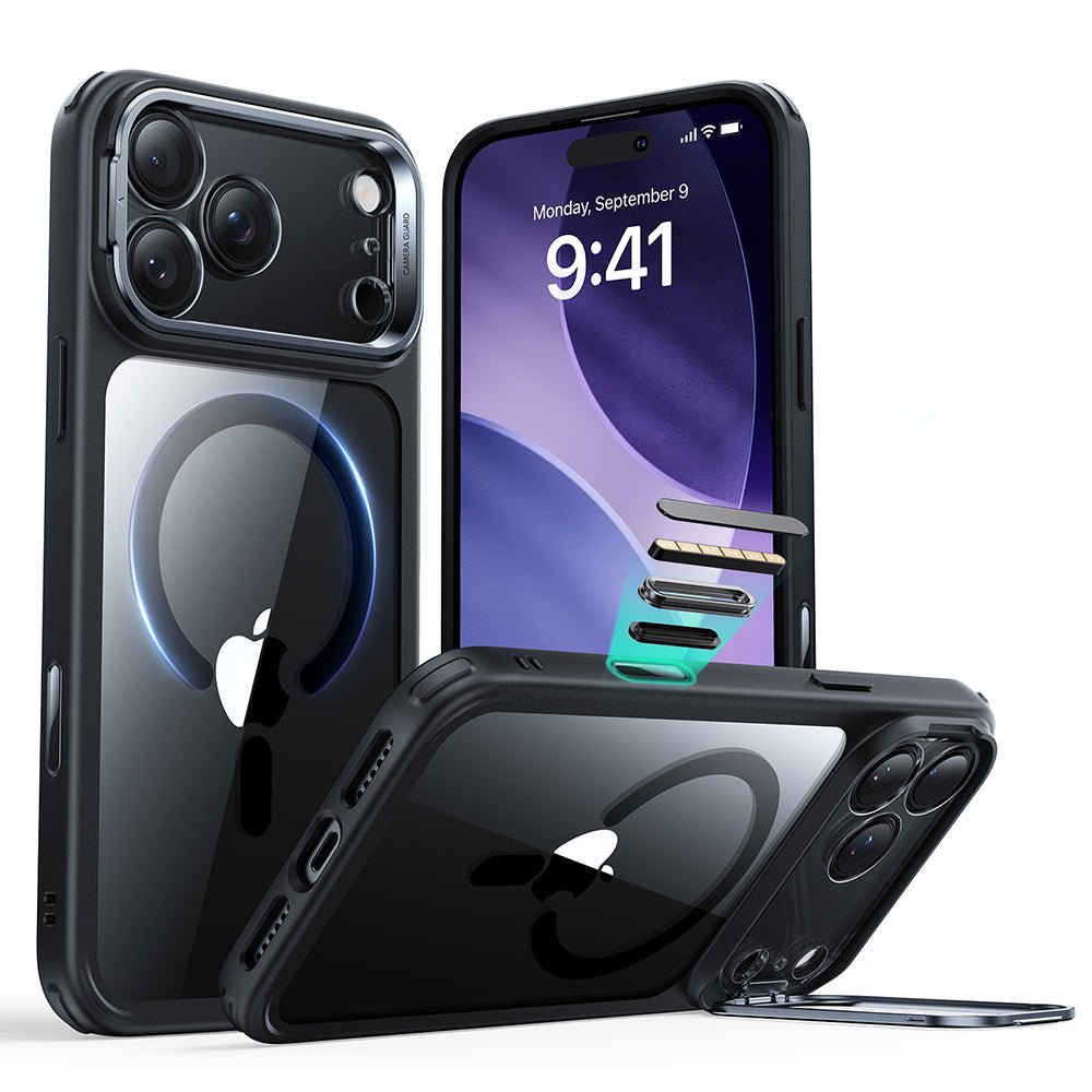 ESR iPhone 17 Pro - Σκληρή Θήκη με Πλαίσιο Σιλικόνης και Stand - Classic Hybrid HaloLock Kickstand - Clear Black