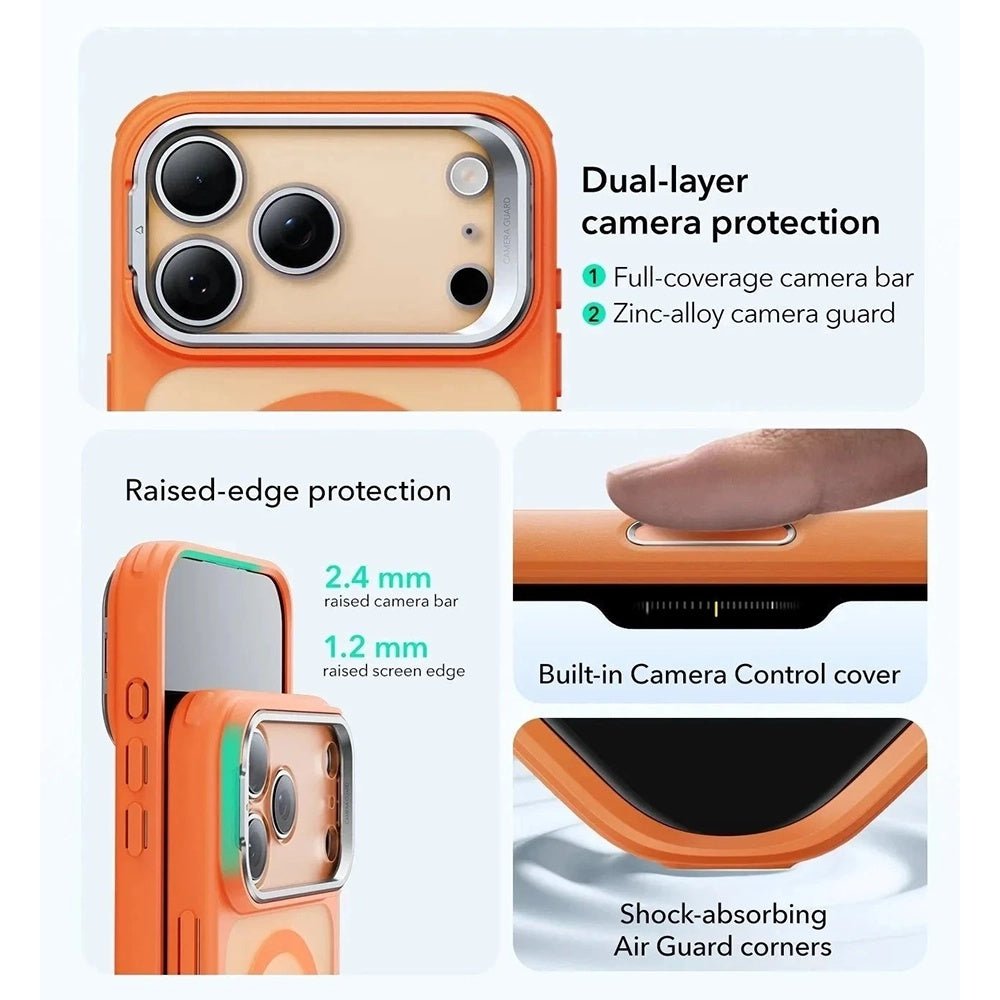 ESR iPhone 17 Pro - Σκληρή Θήκη με Πλαίσιο Σιλικόνης και Stand - Classic Hybrid HaloLock Kickstand - Frosted Orange