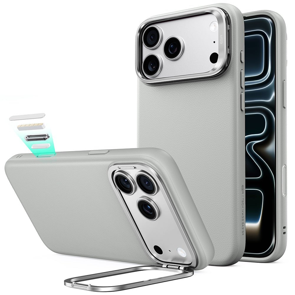 ESR iPhone 18 Pro / iPhone 17 Pro - Σκληρή Θήκη MagSafe με Πλαίσιο Σιλικόνης και Σταντ - Atelier Magnetic Kickstand - Grey