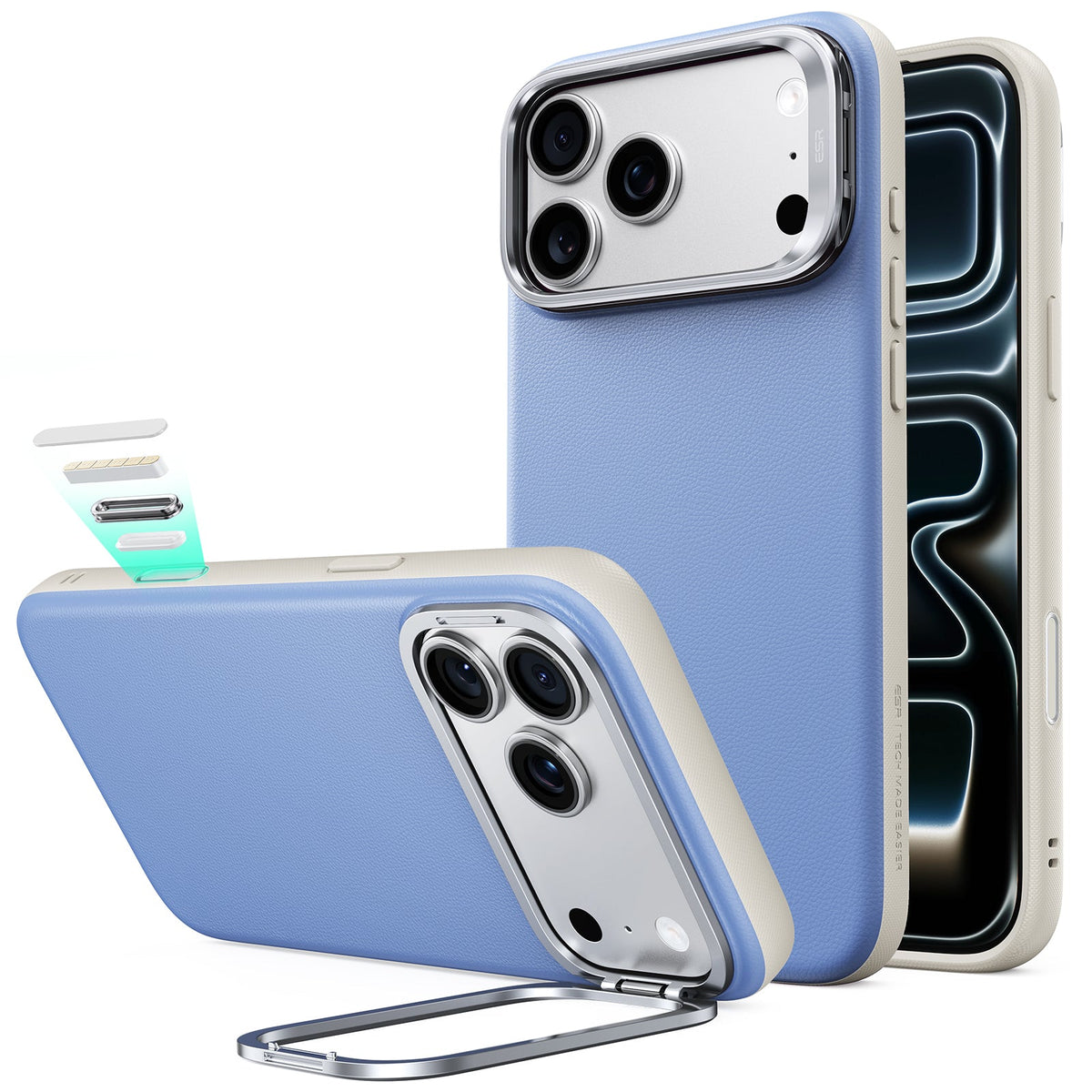 ESR iPhone 18 Pro / iPhone 17 Pro - Σκληρή Θήκη MagSafe με Πλαίσιο Σιλικόνης και Σταντ - Atelier Magnetic Kickstand - Light Blue
