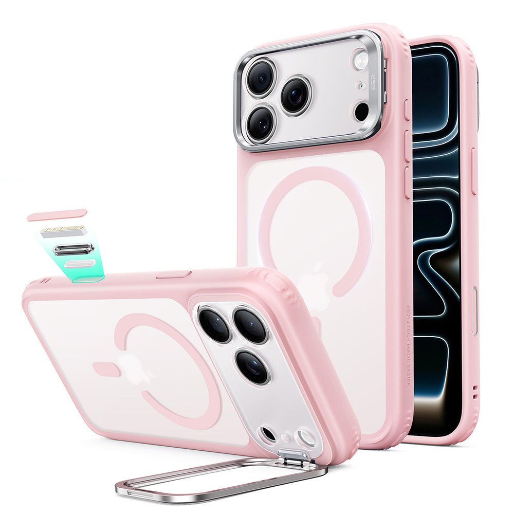ESR iPhone 18 Pro / iPhone 17 Pro - Σκληρή Θήκη με Πλαίσιο Σιλικόνης και Stand - Classic Hybrid HaloLock Kickstand - Frosted Bubblegum Pink